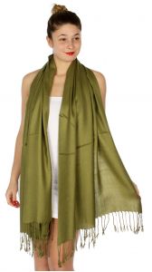 serenita D45 Silky Solid Wedding Pashmina 08 Olive