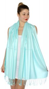 serenita D45 Silky Solid Wedding Pashmina 26 Aqua