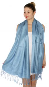 serenita D63 Silky Solid Wedding Pashmina 64 Denim