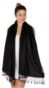 serenita D14 Symmetrical big paisley pashmina Black