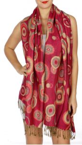 serenita D26 Pashmina Multi Circle Bright Red