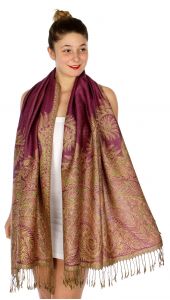 serenita D40 Big Paisley Pashmina 07 Dark Magenta