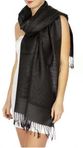 serenita D15 Jacquard Pashmina Solid Border Charcoal