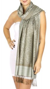 serenita D15 Jacquard Pashmina Solid Border Light Grey