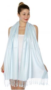 serenita D45 Silky Solid Wedding Pashmina 25 B Blue