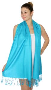 serenita D45 Silky Solid Wedding Pashmina 34 Turquoise