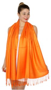 serenita D45 Silky Solid Wedding Pashmina 39 Orange