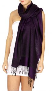 serenita D15 Jacquard Pashmina Solid Border Purple