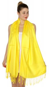 serenita D45 Silky Solid Wedding Pashmina 38 Yellow