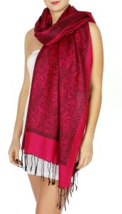 serenita D15 Jacquard Pashmina Solid Border Fuchsia