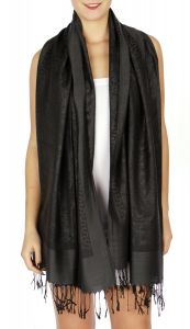 serenita D15 Jacquard Pashmina Solid Border Charcoal