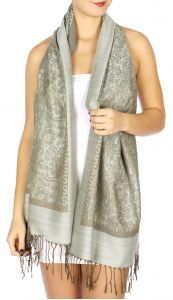 serenita D15 Jacquard Pashmina Solid Border Light Grey
