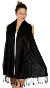 serenita D45 Silky Solid Wedding Pashmina 01 Black