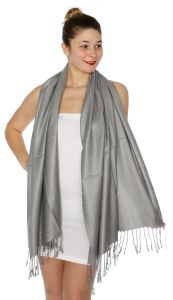 serenita D45 Silky Solid Wedding Pashmina 22 N Grey