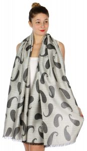 serenita D34 Reversible baby paisley pashmina White