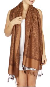 serenita D15 Jacquard Pashmina Solid Border Brown