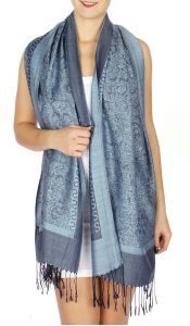 serenita D15 Jacquard Pashmina Solid Border Blue grey