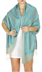 serenita D15 Jacquard Pashmina Solid Border Aqua