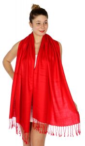 serenita D45 Silky Solid Wedding Pashmina 04 Red