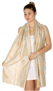 serenita D34 Reversible baby paisley pashmina Ivory