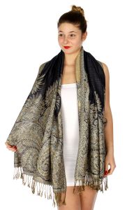 serenita D40 Big Paisley Pashmina 13 Midnight Blue