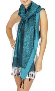 serenita D15 Jacquard Pashmina Solid Border Turquoise