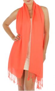 serenita D12 Neon silky solid pashmina 803 Coral