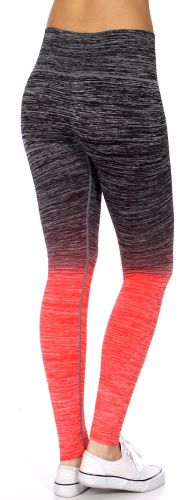 SERENITA E36A Workout yoga long leggings ombre print Black/Coral