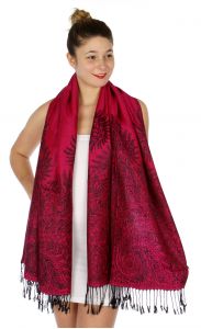 serenita D14 Symmetrical big paisley pashmina Fuchsia