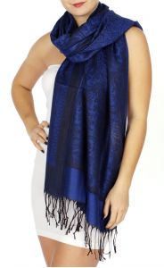 serenita D15 Jacquard Pashmina Solid Border Royal Blue