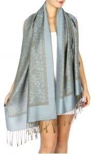 serenita D15 Jacquard Pashmina Solid Border Light Blue