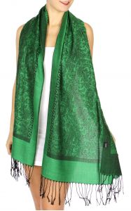 serenita D15 Jacquard Pashmina Solid Border Green