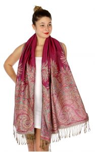 serenita D40 Big Paisley Pashmina 06 Pink Blue