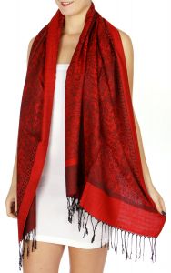 serenita D15 Jacquard Pashmina Solid Border Red