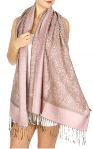 serenita D15 Jacquard Pashmina Solid Border Light pink