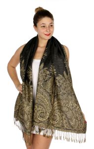 serenita D38 Big Paisley Pashmina 02 Dim Grey