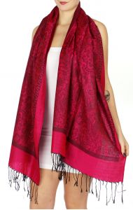 serenita D15 Jacquard Pashmina Solid Border Fuchsia