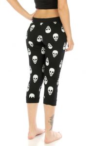 N03 Skull cotton blend capri pants Black