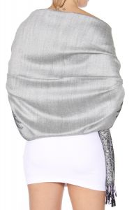 serenita D14 Symmetrical big paisley pashmina Grey