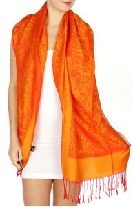 serenita D15 Jacquard Pashmina Solid Border Orange