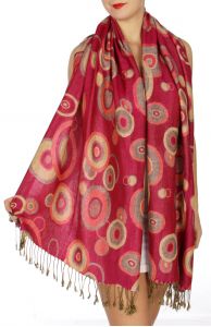 serenita D26 Pashmina Multi Circle Bright Red