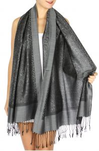 serenita D15 Jacquard Pashmina Solid Border Grey