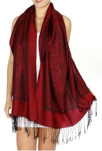 serenita D15 Jacquard Pashmina Solid Border Maroon