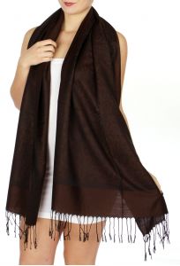 serenita D15 Jacquard Pashmina Solid Border Chocolate