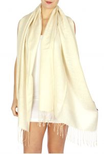serenita D15 Jacquard Pashmina Solid Border White