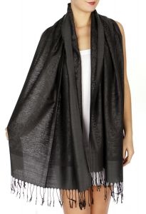 serenita D15 Jacquard Pashmina Solid Border Charcoal