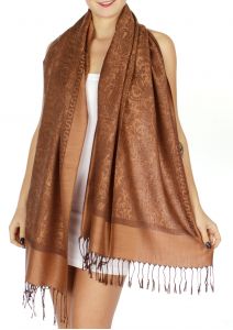 serenita D15 Jacquard Pashmina Solid Border Brown