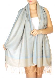 serenita D15 Jacquard Pashmina Solid Border Baby blue