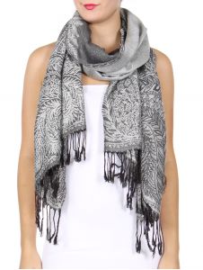 serenita D14 Symmetrical big paisley pashmina Grey