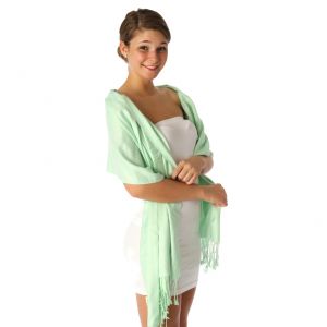 serenita D45 Silky Solid Wedding Pashmina 24 Ocean Lime